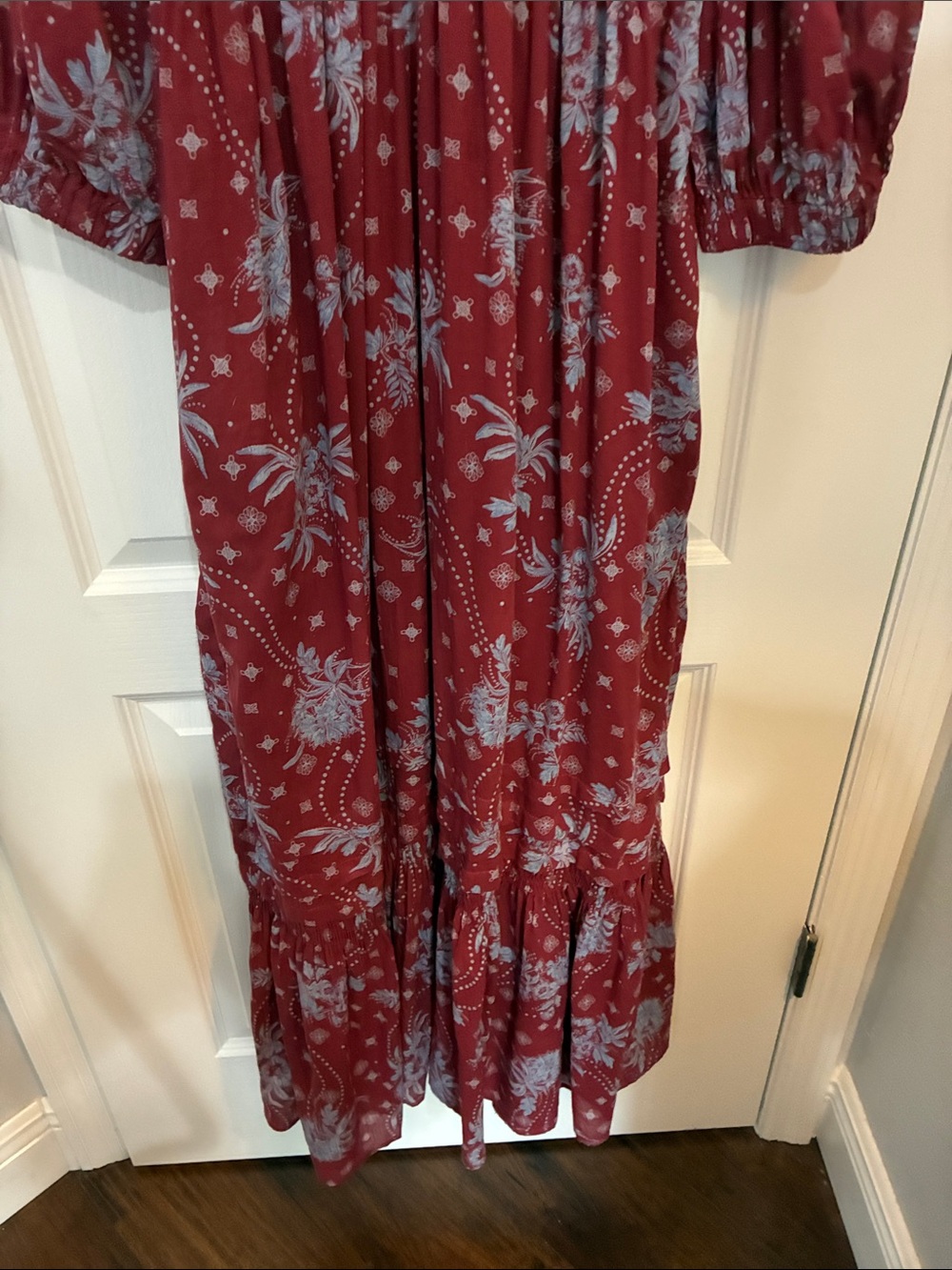 Free People Wine Floral Golden Hour Boho Long Sleeve Maxi Dress - Picture 9 of 11